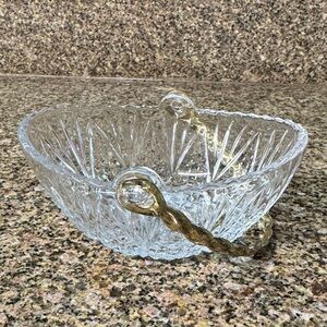 Mikasa Georgetown Crystal Basket Dish with Gold Handle 5.5''
